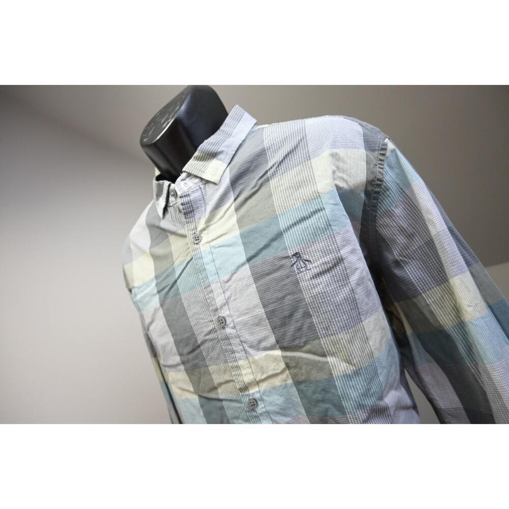 Penguin MunsingWear Heritage Slim Fit Plaid Long Sleeve Button Up Shirt Mens 2XL